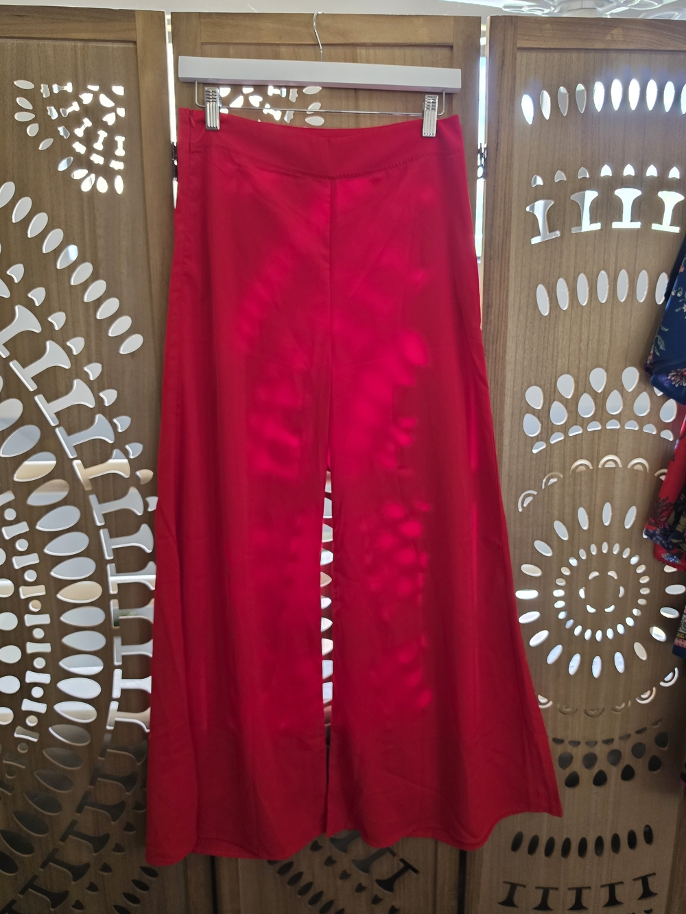 SHEIN Bold Red High-Waist Wide-Leg Pants